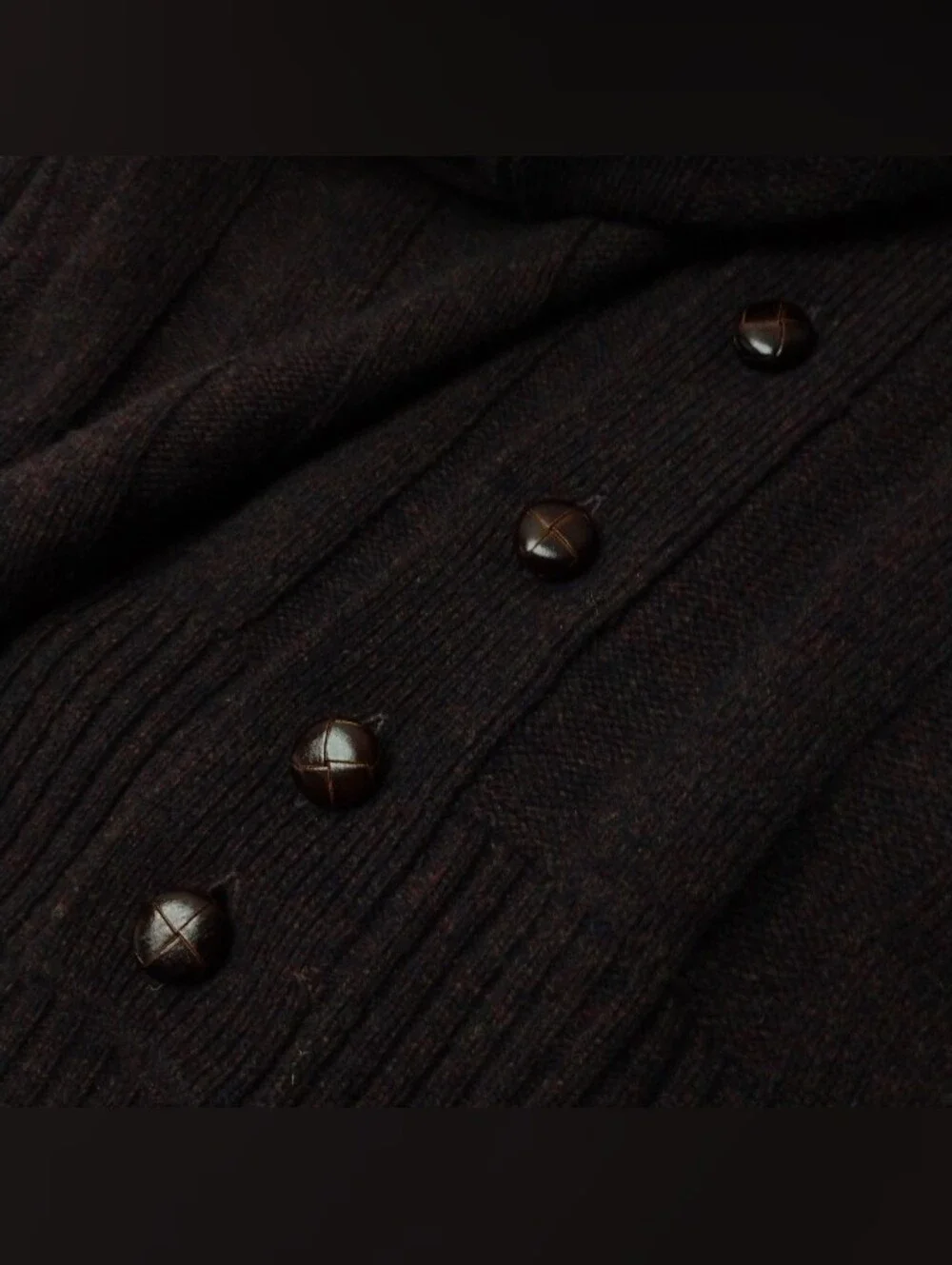 Men's Size XL Jos. A. Bank Dark Brown Wool Button Front V-Neck Cardigan Sweater